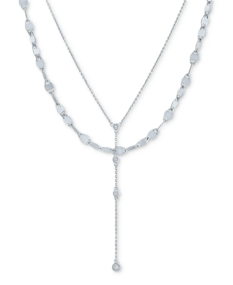 2-Pc. Set Diamond Lariat Adjustable Layered Necklaces (1/10 ct. t.w.) in Sterling Silver