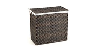 10L 3-Section Laundry Hamper with Liner Bag and Handle-Brown