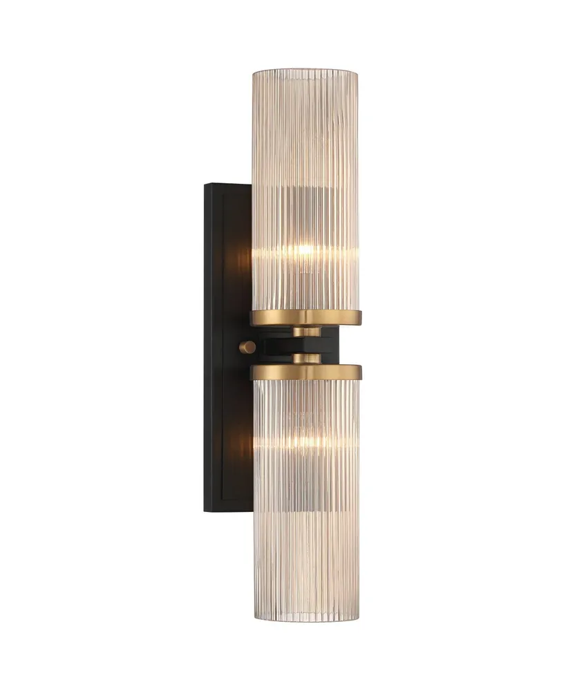 Stiffel Palais 20 1/4" High Black and Warm Brass 2-Light Wall Sconce