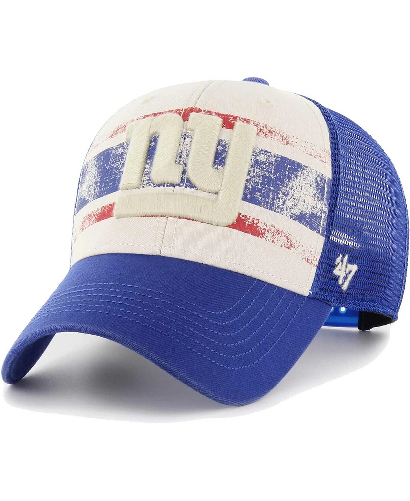 Men's '47 Brand Cream Distressed New York Giants Breakout Mvp Trucker Adjustable Hat