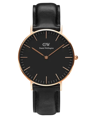 Daniel Wellington Unisex Classic Sheffield Black Leather Watch 36mm