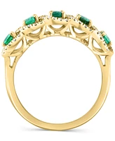 Effy Emerald (1-1/20 ct. t.w.) & Diamond (1/4 ct. t.w.) Five Stone Halo Ring in 14k Gold
