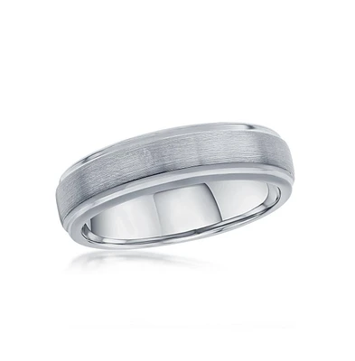Brushed & Polished 6mm Tungsten Ring