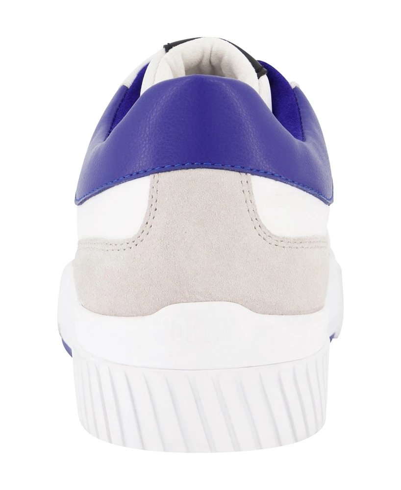 Dkny Men's Low Top Two Tone Branded Sole Lace Up Sneakers