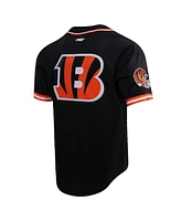Men's Pro Standard Joe Burrow Black Cincinnati Bengals Mesh Baseball Button-Up T-shirt