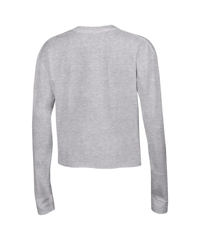 Women's Champion Gray Clemson Tigers Boyfriend Cropped Long Sleeve T-shirt
