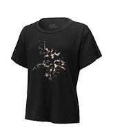 Women's Majestic Threads Justin Jefferson Black Minnesota Vikings Leopard Player Name and Number T-shirt