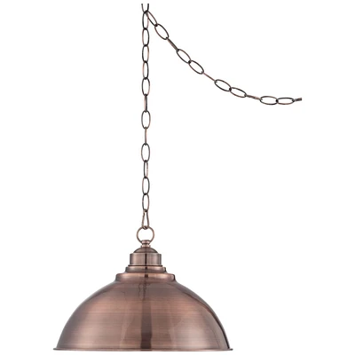 Franklin Iron Works Southton Copper Swag Pendant Lighting Fixture 13.25" Wide Farmhouse Industrial Rustic Dome Shade for Dining Room Living House Home