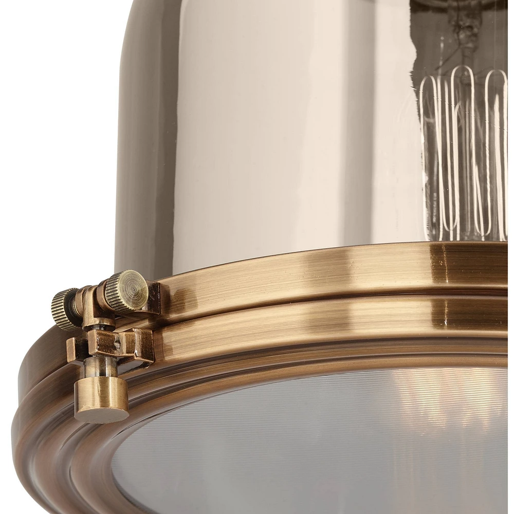 Elida Antique Brass Mini Pendant Lighting 11" Wide Modern Chrome Glass Bell Jar Shade Fixture for Dining Room Living House Foyer Kitchen Island E