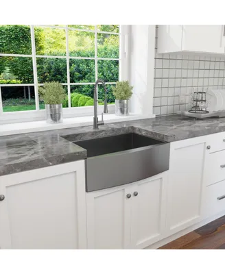 30 Inch Farmhouse Kitchen Sink, 16 Guage Stainless Steel Single Bowl Sink With Bottom Grid