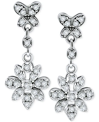 Giani Bernini Cubic Zirconia Flower Drop Earrings in Sterling Silver, Created for Macy's