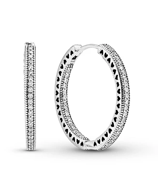 Pandora Sparkle and Hearts Hoop Earrings