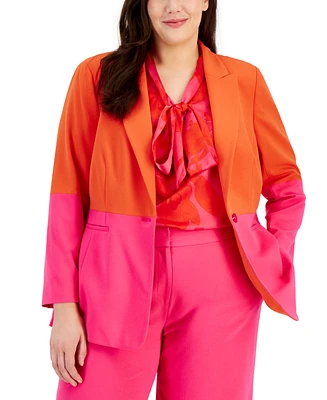Tahari Asl Plus Size Colorblocked Boyfriend Blazer
