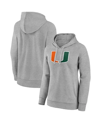 Women's Fanatics Gray Miami Hurricanes Evergreen Pullover Hoodie