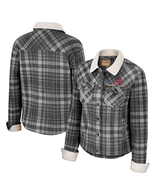 Women's Colosseum x Wrangler Charcoal Alabama Crimson Tide Plaid Polar Fleece Button-Up Jacket