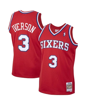 Men's Mitchell & Ness Allen Iverson Red Philadelphia 76ers 2001/02 Hardwood Classics Swingman Jersey