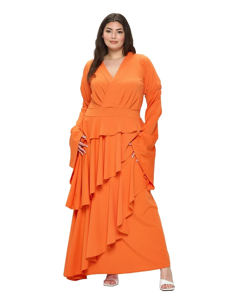 Plus Zeta Ruffled Drama Dress
