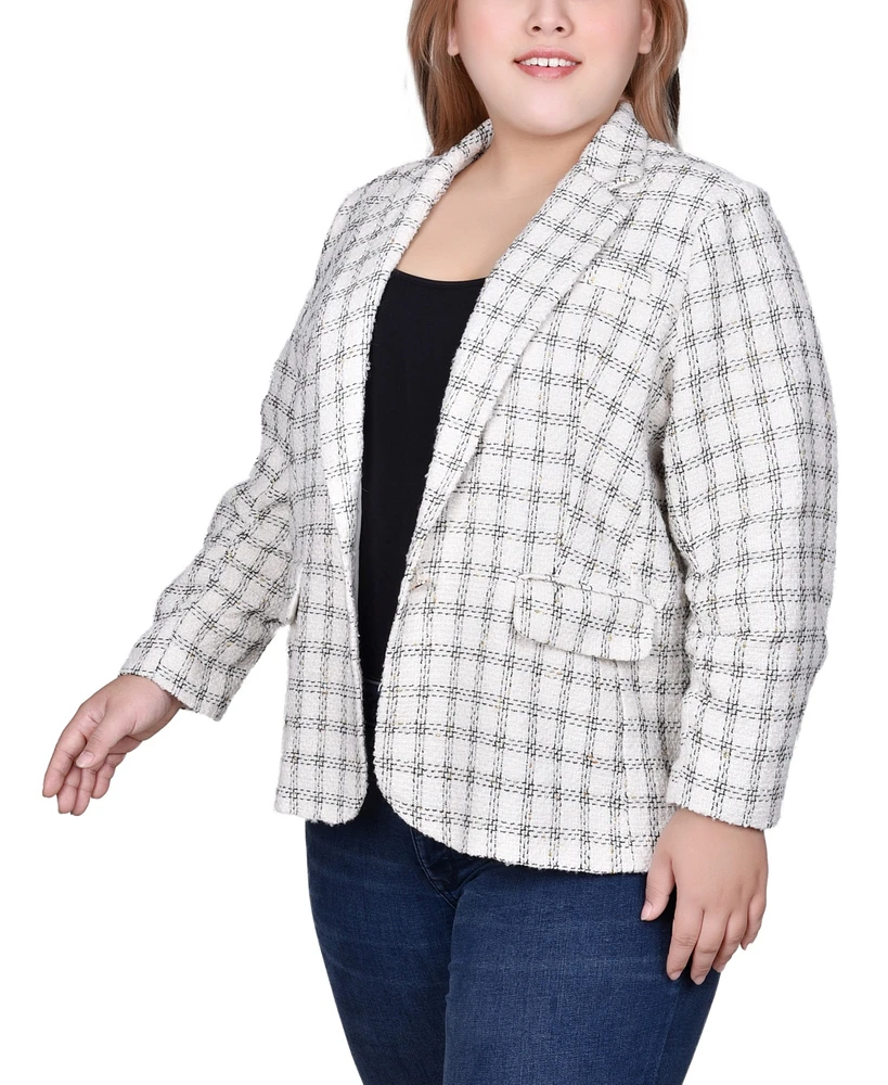Ny Collection Plus Size Long Sleeve Tweed Jacket