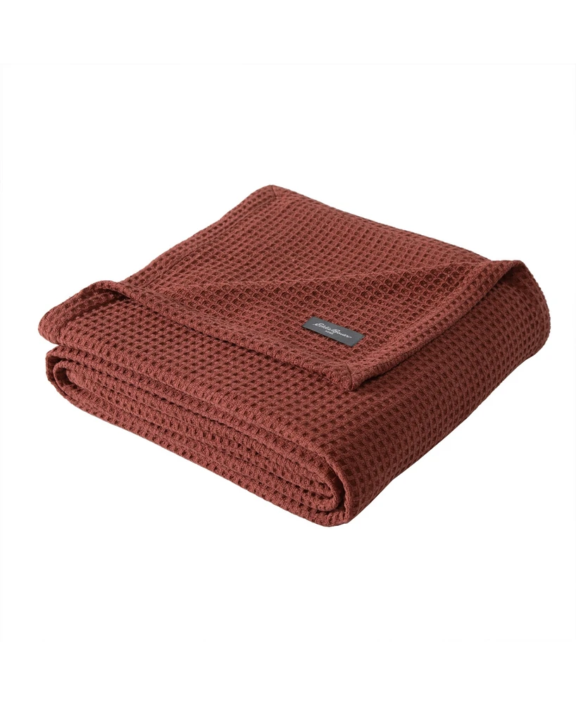 Eddie Bauer Solid Waffle Cotton Reversible Blanket