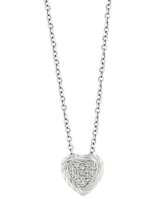 Effy Diamond Pave Heart 18" Pendant Necklace (1/20 ct. t.w.) in Sterling Silver