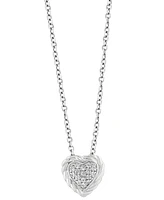 Effy Diamond Pave Heart 18" Pendant Necklace (1/20 ct. t.w.) in Sterling Silver