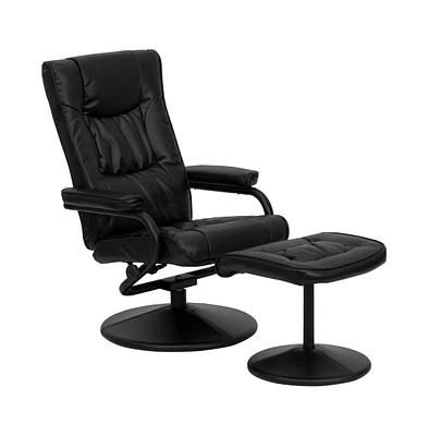 Contemporary Multi-Position Recliner & Ottoman W/ Wrapped Base