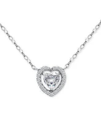 Giani Bernini Cubic Zirconia Heart Halo Pendant Necklace in Sterling Silver, 16" + 2" extender, Created for Macy's