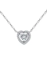 Giani Bernini Cubic Zirconia Heart Halo Pendant Necklace in Sterling Silver, 16" + 2" extender, Created for Macy's