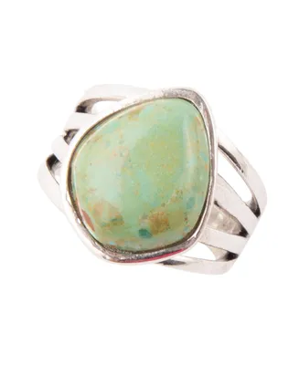 Barse Classy Genuine Turquoise and Sterling Silver Abstract Ring