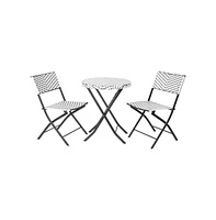 Emma+Oliver Ciel Three Piece Folding Bistro Set Pe Rattan With Metal Frames For Indoor And Outdoor Use