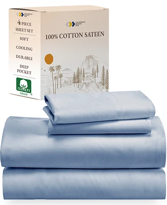 Soft 100% Cotton Sheets Set - Cooling Durable Sateen