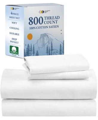 Luxury Bed Sheets Set 800 Thread Count 100 Cotton Sheets Deep Pocket Soft Cool Breathable California King