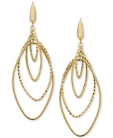 Polished & Textured Interlocking Navette Orbital Drop Earrings in 14k Gold
