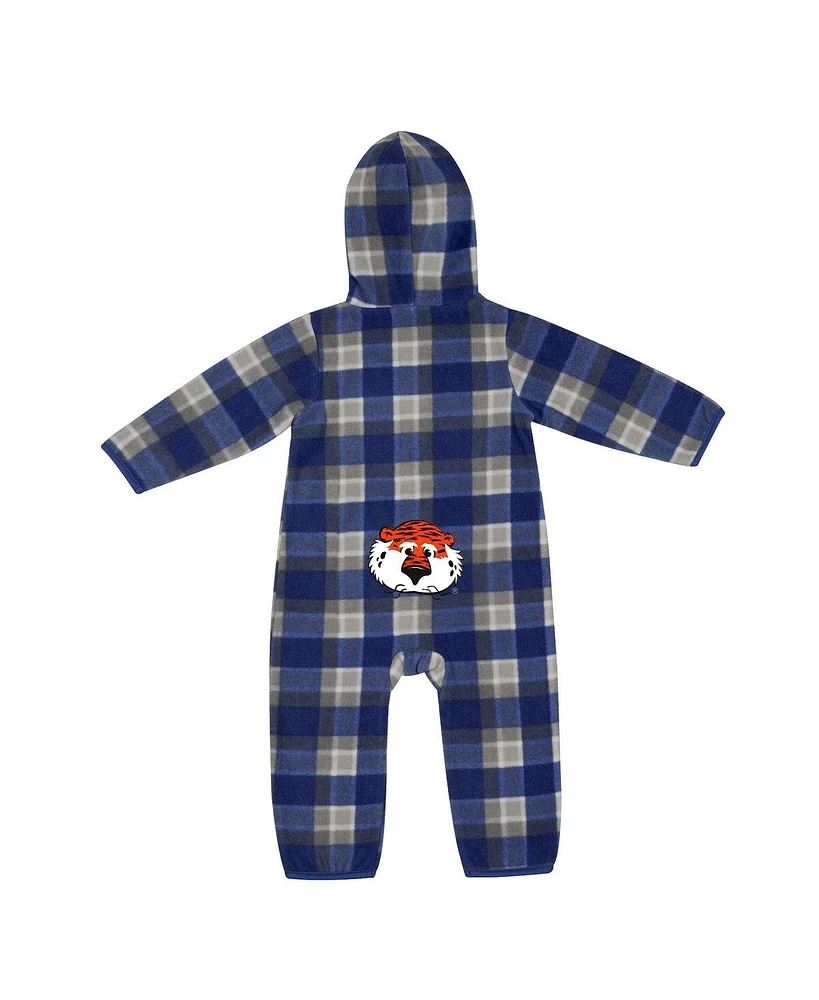 Infant Boys and Girls Colosseum Navy, Gray Auburn Tigers Farays Plaid Full-Zip Hoodie Jumper
