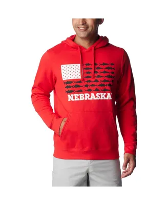 Men's Columbia Scarlet Nebraska Huskers Pfg Fish Flag Ii Pullover Hoodie