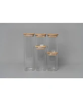 Genicook 5 Pc Glass Food Storage Jars, Borosilicate Glass Canister Set with Bamboo