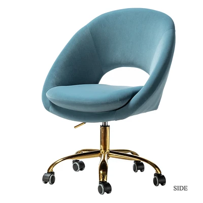 Hulala Home Modern Velvet Office Chair with Adjustable Swivel for Study Vanity