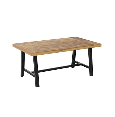 Zuli Solid Acacia Wood Dining Table With Metal Legs For Indoor And Outdoor Use