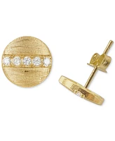 Adornia 14k Gold-Plated Pave Line Round Disc Stud Earrings