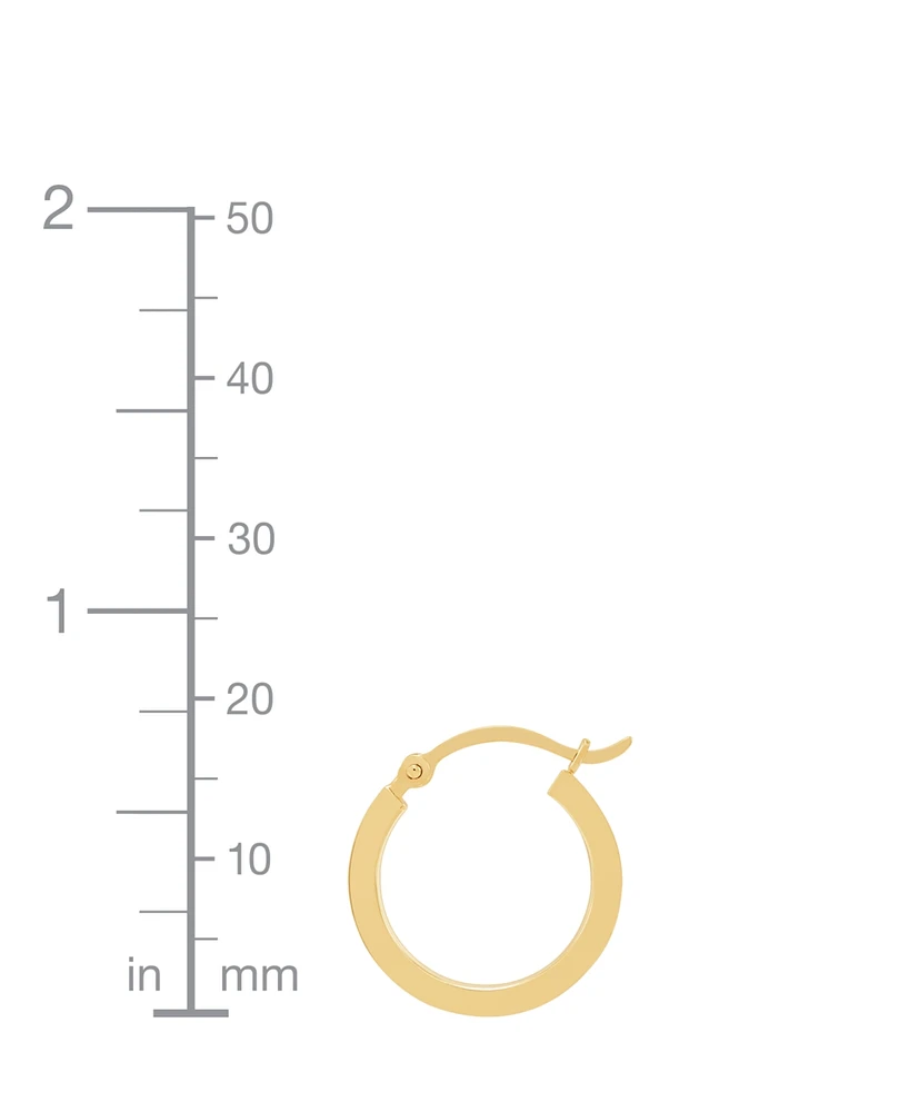 14k Gold Earrings, Polished Square Hoops (17mm)