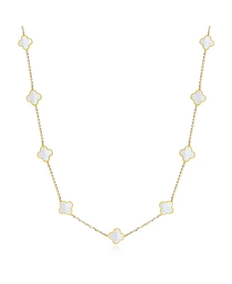 The Lovery Mini Mother of Pearl Clover Necklace 14K Gold