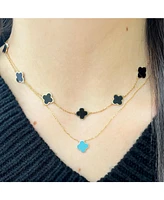 The Lovery Small Turquoise Single Clover Necklace 14K Gold