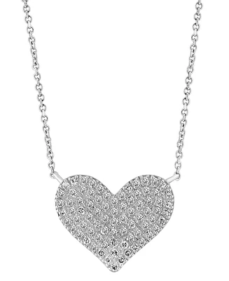 Effy Diamond Pave Heart 14" Pendant Necklace (1/3 ct. t.w.) in Sterling Silver