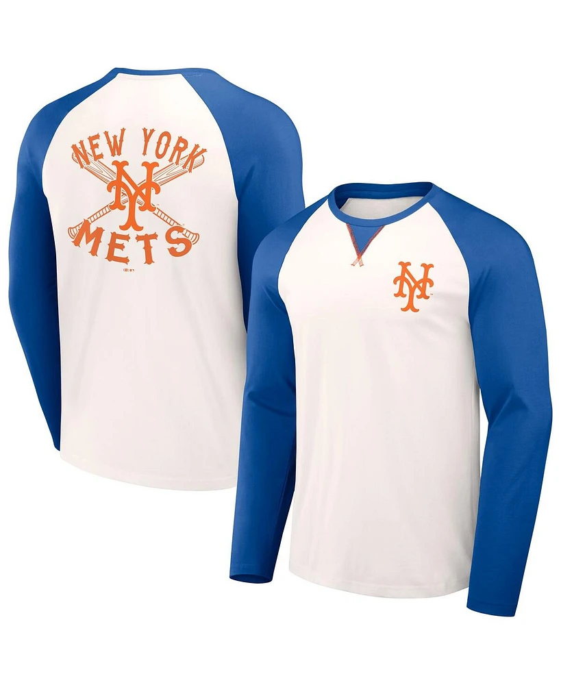 Men's Darius Rucker Collection by Fanatics White, Royal Distressed New York Mets Team Color Raglan T-shirt
