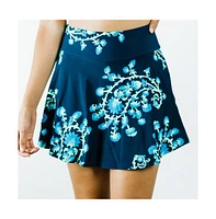 Calypsa Women's Flowy Swim Skirt With Attached Shorts