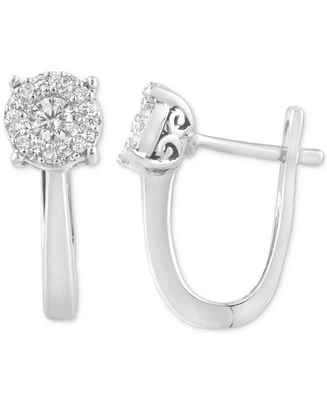 Diamond Halo Cluster Leverback Earrings (1/2 ct. t.w.) in 14k White Gold