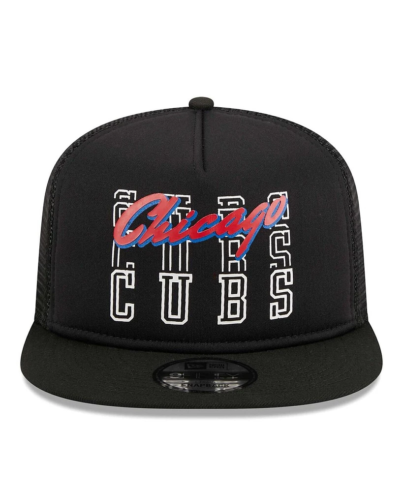 Men's New Era Black Chicago Cubs Street Team A-Frame Trucker 9FIFTY Snapback Hat