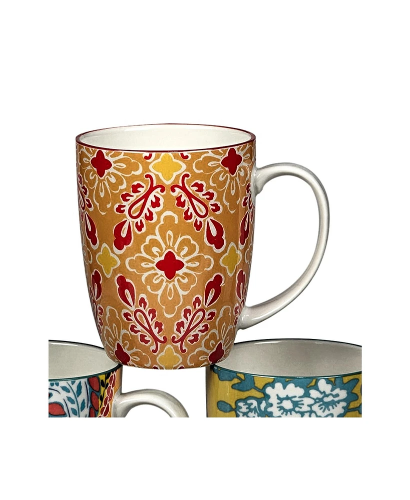 Damask Floral Set of 6 Mugs