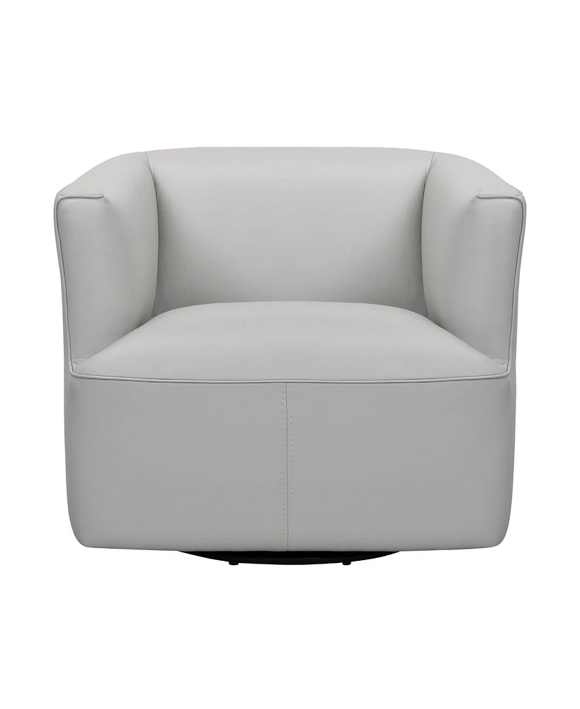 Whitney 32" Genuine Leather Swivel Barrel Chair