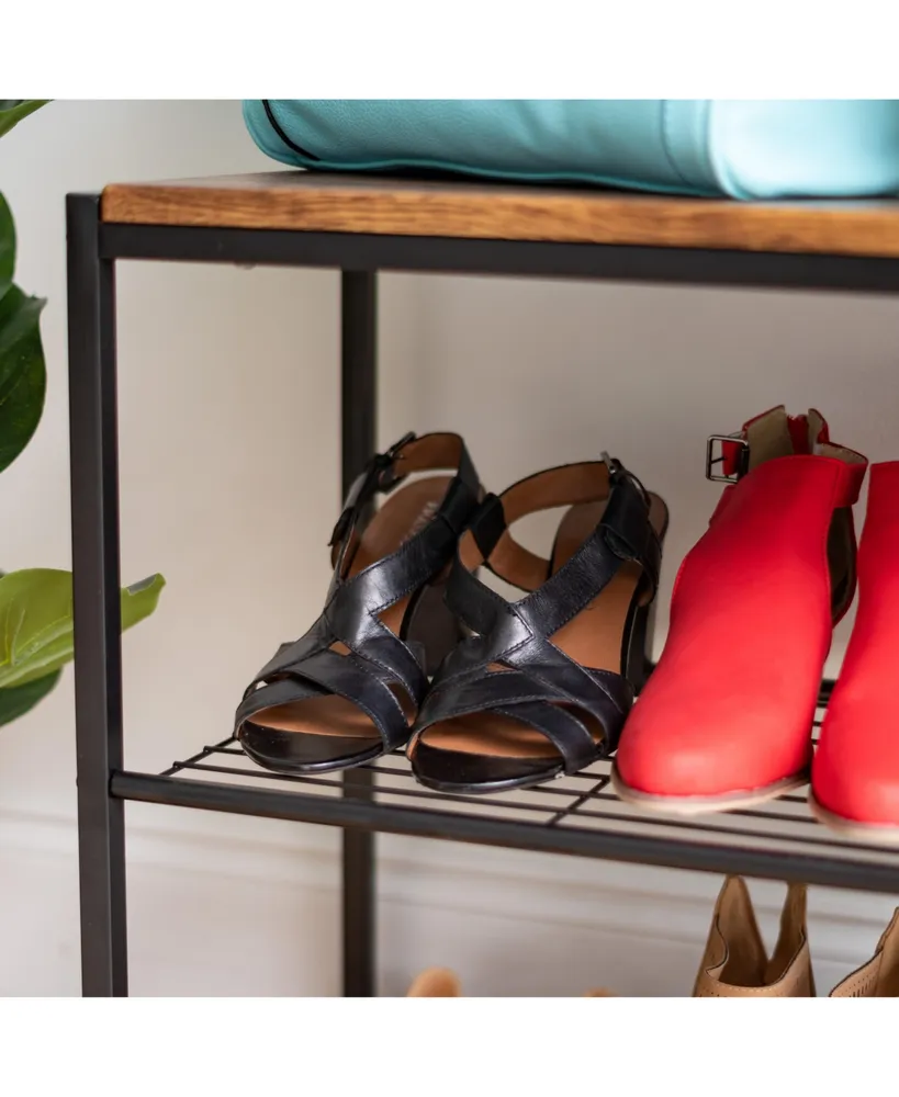 Iris 3-Tier Stackable Shoe Racks for Entryway, Black